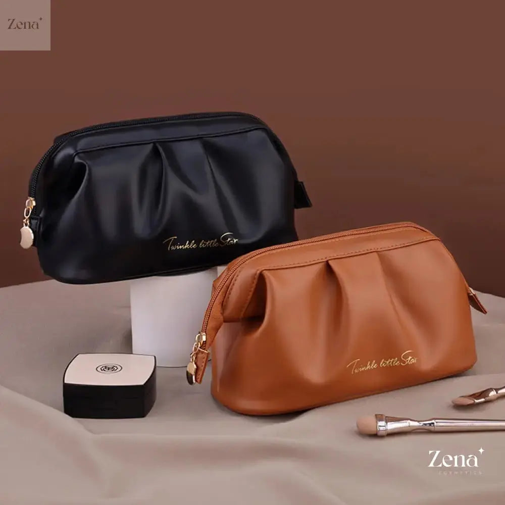 Luxe Leather Travel Makeup Organizer Bag