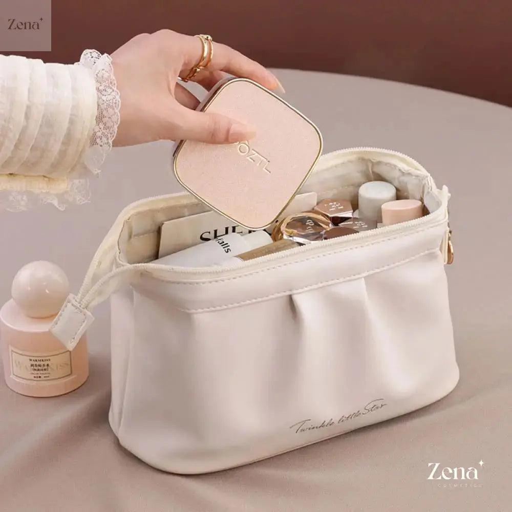 Luxe Leather Travel Makeup Organizer Bag