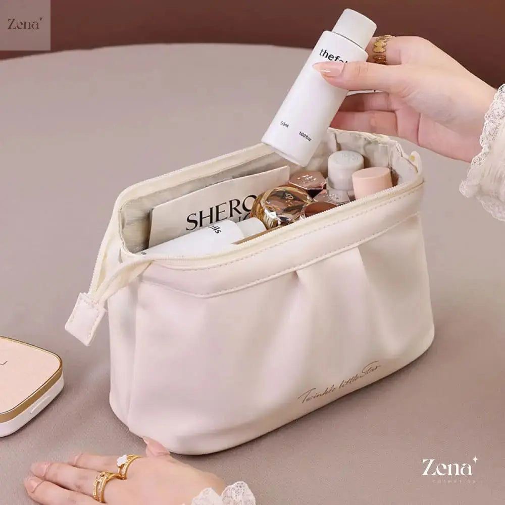 Luxe Leather Travel Makeup Organizer Bag