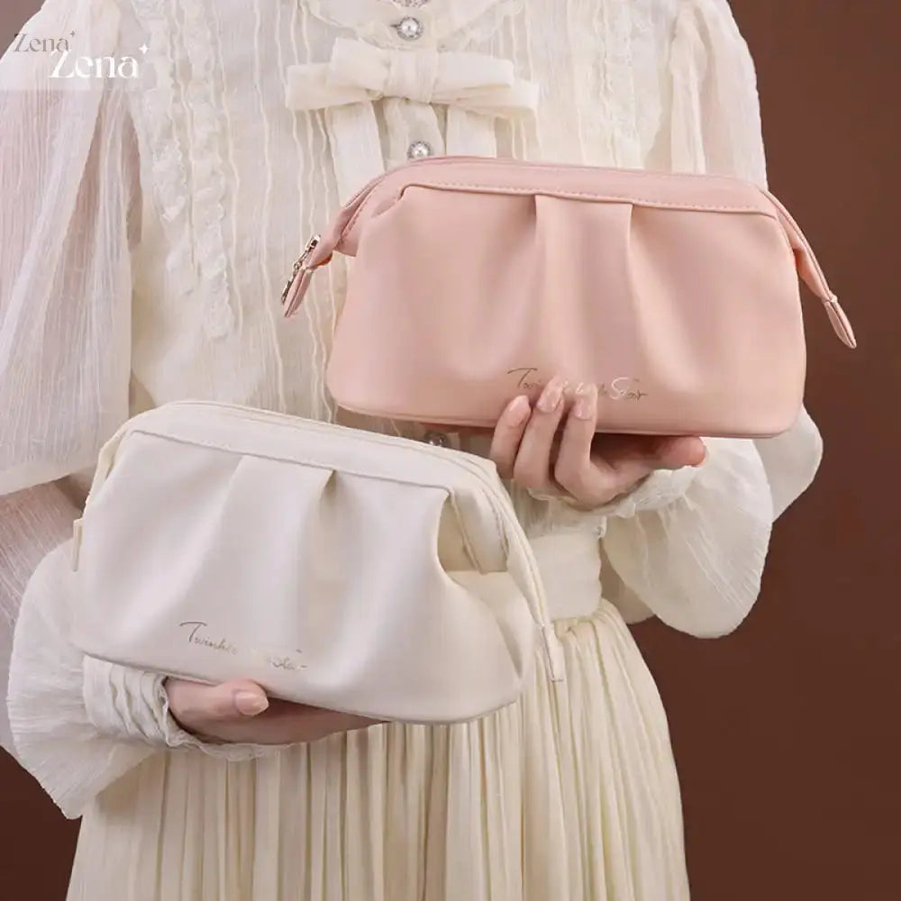 Luxe Leather Travel Makeup Organizer Bag