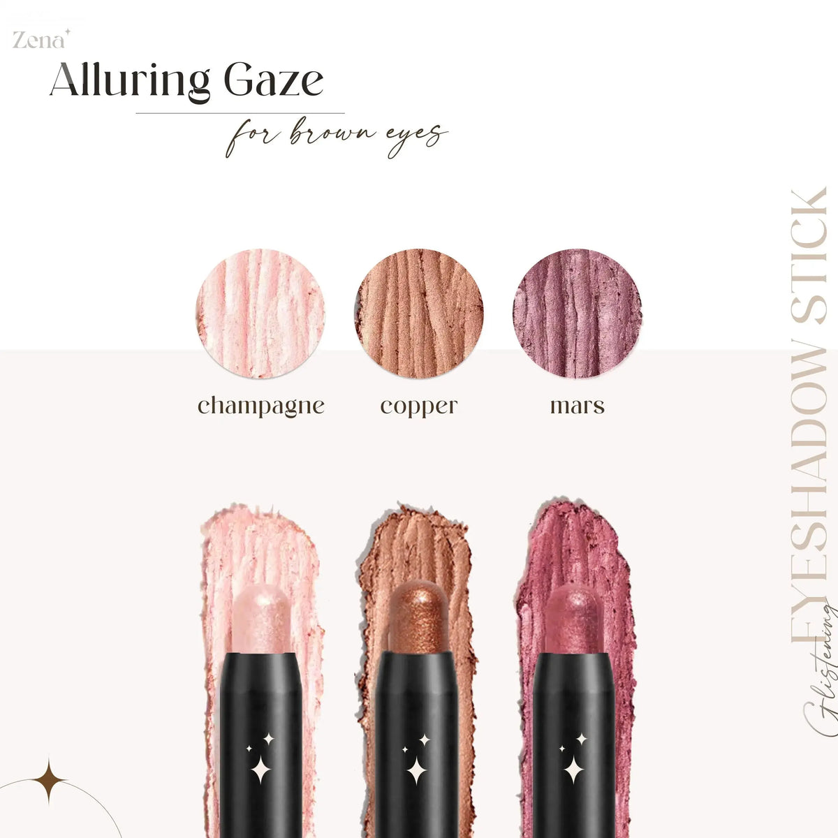 Sparkle Trio: 3-Piece Glitter Cream Eyeshadow Stick Set